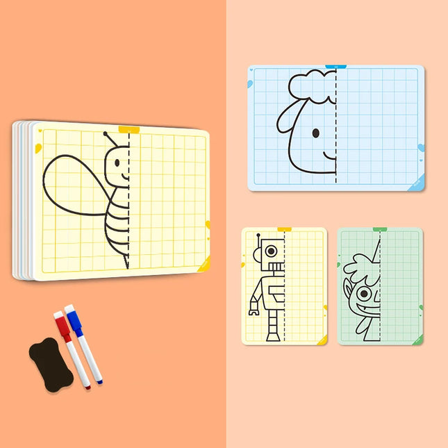 20 Pages Kids Lattice Symmetrical Drawing Toys Concentration Fine Motor Skill Pen Control Training Erasable Painting Cards