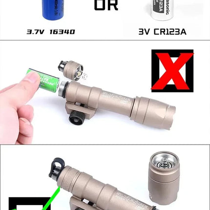 Surefire Tactical Flashlight M300 M600 With SR07 Dual Function Remote Pressure WeaponLight Switch 20mm Rail Fit Hunting Airsoft