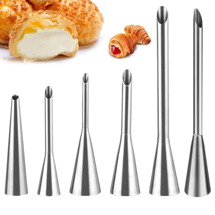4Pcs Puff Pastry Piping Nozzle Set, Stainless Steel Decorating Tips for Cake Cupcake Cookie Cream Icing, Baking Tools for  Baker