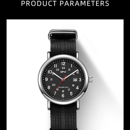 2026 TPW Field Watch Easy Reading Fabric Strap 24 Hours Display Quartz Movement Day function