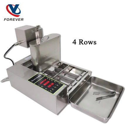 Donut Maker Commercial Stainless Steel Fryer 4 Rows Automatic Counting System Pastries & Baking Electric Ball Shape Cake Donuts