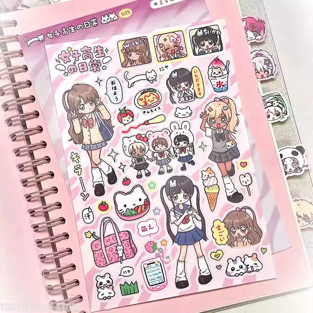 Shibuya Hottie Vintage Sticker - Kawaii Showa Anime Girl Decal for Aesthetic Journaling Scrapbooking Laptop & Phone Case DIY