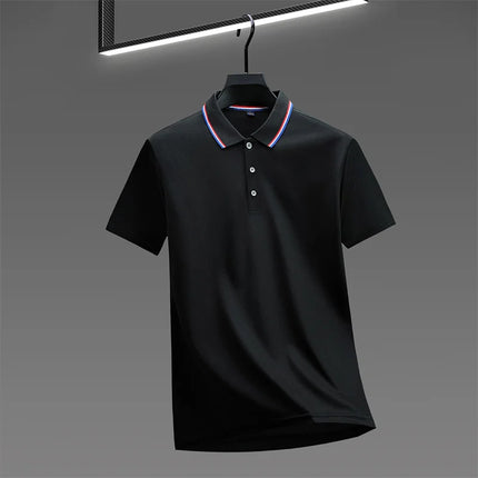 2025 New Men's Casual Solid Color Short-Sleeved Polo Shirt Summer Fashionable and Comfortable Versatile Top