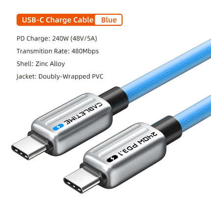 CABLETIME 240W PD Cable USB C to USB C Cable Fast Charger Adapter Type C to C Cable Power Wire for Laptop Macbook Samsung iPad