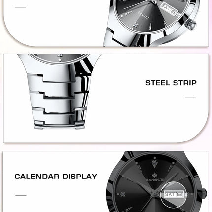 BANGWEI Luxury Business Men's Wristwatch Stainless Steel Waterproof Luminous Man Watch Date Week Fashion Quartz Watches For Men