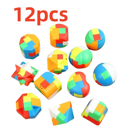 3D Puzzle Luban Lock Keychain - Magic Mini Cube Brain Teaser Game Intellectual Educational Toy For Kids Adult Antistress
