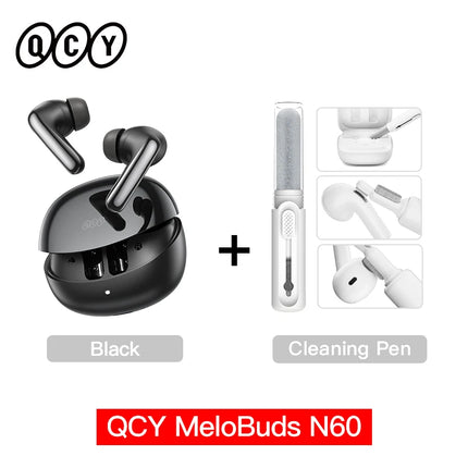QCY MeloBuds N60 HT19 Wireless Bluetooth 6.0 Earphones 56dB Hybrid ANC LDAC Hi-Res Audio with Coaxial Dual Driver Earbuds 45Hrs