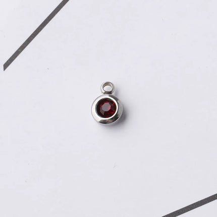 6.5mm Gold Titanium Steel Zodiac Sign Birthstone Pendant Charm Lucky Birthday Stone Cup Drill Point for DIY Jewelry Making