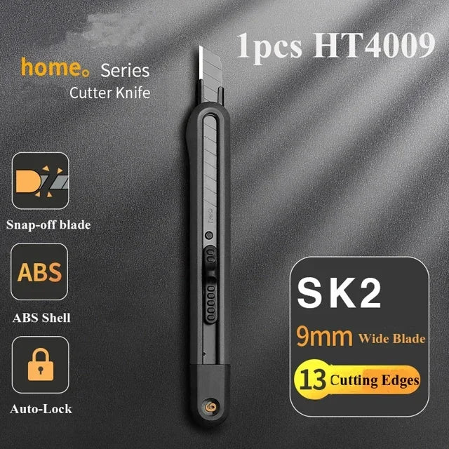 Retractable Snap-Off Utility Knife 18mm/9mm High Carbon Steel Blades Box Cutter Auto Lock Cutter Package Opener Office