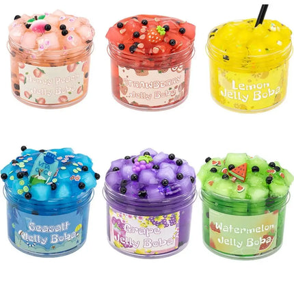 Soft 300ml/70ml Slime Kit Fruit Crunchy Non-Sticky Jelly Cube Slime Glitter Stress Relief Children's Toy Gifts Party Favor Gifts