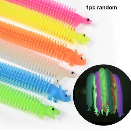 1-6PCS Funny Unicorn Pull Worm Noodle Fidget Toys Stretch String TPR Rope Anti Stress Toys String Stress Relief Autism Vent Toy