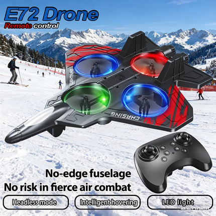 NEW E72 foam aircraft stunt intelligent fixed height hover 360 °turnLED lights  fighter A gift for a boy RC Drones toy