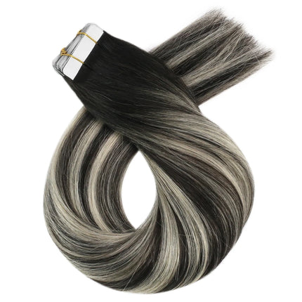 Moresoo Blonde Tape in Hair Extensions Human Hair Natural Straight Seamless Invisible Tape Remy Brazilian Hair for Beauty