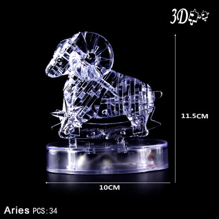 DIY 12 Constellation Puzzle LED Light 3D Crystal Puzzle Exquisite Gifts for Children and Adults Education Puzzle Creative Toys