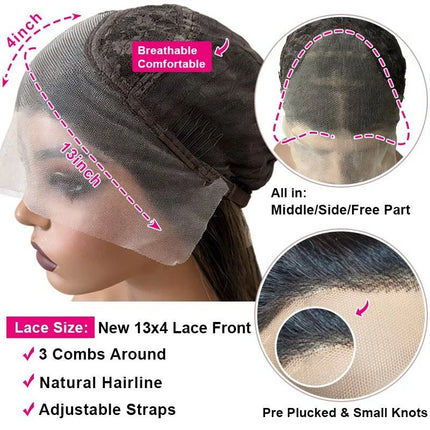 Party Daily Cosplay Wigs 13x4 Ombre Blonde Brown Highlights Synthetic HD Lace Front Wig Natural Long Body Wave Wig High Quality