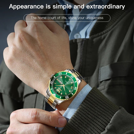 OPK 8171 Men's Watches Simple Casual Original Quartz Watch for Man Waterproof Stainleess Steel Luminous Dual Calendar Display