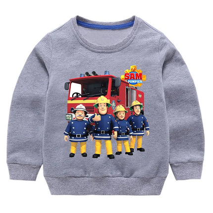 Children's Pure Cotton Hoodie Fireman Sam Boys Girls Long Sleeve Tshirt Pullover Kids Sprunky Cartoon Sweatshirt Kids Outerwear