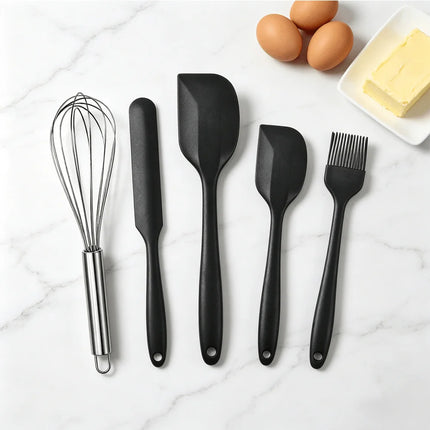 5pcs Silicone Spatula & Baking Utensil Set Pastry Brush & Icing Spatula, Non-Stick Kitchen Gadgets for Baking, Cooking, and BBQ
