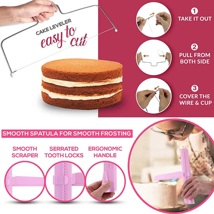 Cake Decorating Tools Kit, Rotating Cake Turntable, Stand Set, Spatula, Piping Tips, DIY Fondant, Pastry Baking Tool, 200Pcs
