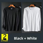 L [recommendation 50-57.5kg] / 2 pieces - [mesh long sleeves] black + white