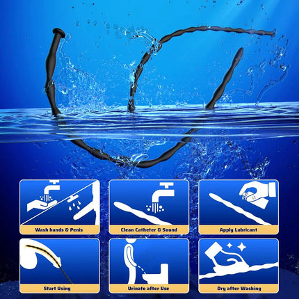 Urethra Sound Penis Plug Toy - 8 PCS Silicone Dilators Catheters & Sounds Set Urethral Plug Male Sex Toys, Sounding Rods Urethra