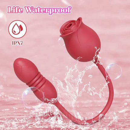 Rose-Sucking Sex Toys Dildo Vibrator for Women 3in1 Thrusting G Spot Anal Vibrators Stimulator Female Vibrating Egg Adult Toys