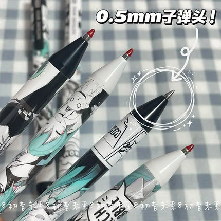 Anime Hatsune Miku 6Pcs/set Black Gel Pen 0.5 Lack Ink Signature Pen School Writing Supplies Stationery Children Festivalgift