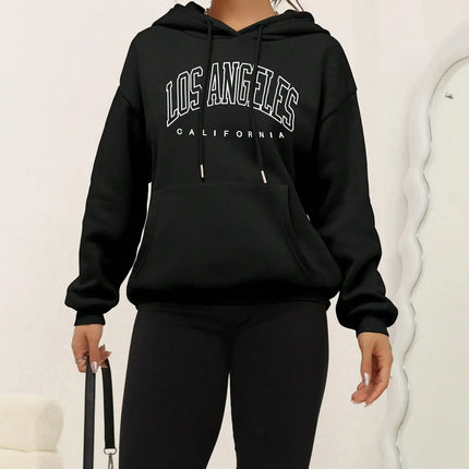 Los Angeles Art Letter Design Women Hoodies American Style Casual Hoody Autumn Hip Hop Female Hoodie Casual Fleece Clothing