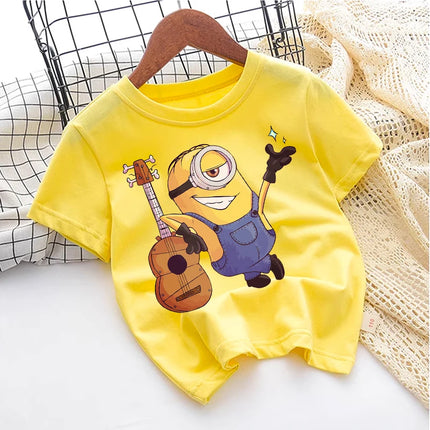 Cute Minionss T-shirt Cotton Boys Girl Toddler Children Short Sleeve Clothes Anime Game Cartoon Kids Streetwear Tees Casual Tops