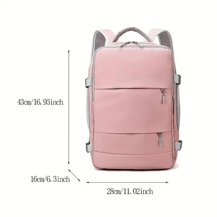 Water-resistant independent shoe compartment backpack with railing, USB interface travel bag, large-capacity storage bag