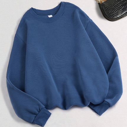 Winter Womens Solid Sweatshirts Casual Comfortable Warm Hoodies Loose Crewneck Fleece Pullover Tops Autumn Womans Streetwear