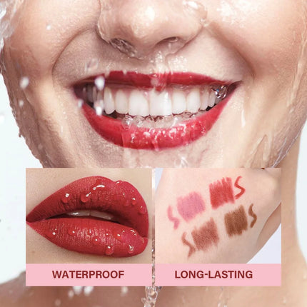 Mini Wooden Lip Liner Set in 4 Colors, Long-lasting And Pigmented Matte Lipstick Pencil, Smoothly Defines Beautiful Lips