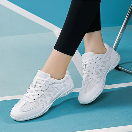 BAXINIER Girls White Cheer Shoes Trainers  Breathable Training Dance Tennis Shoes Lightweight Youth Cheer Competition Sneakers