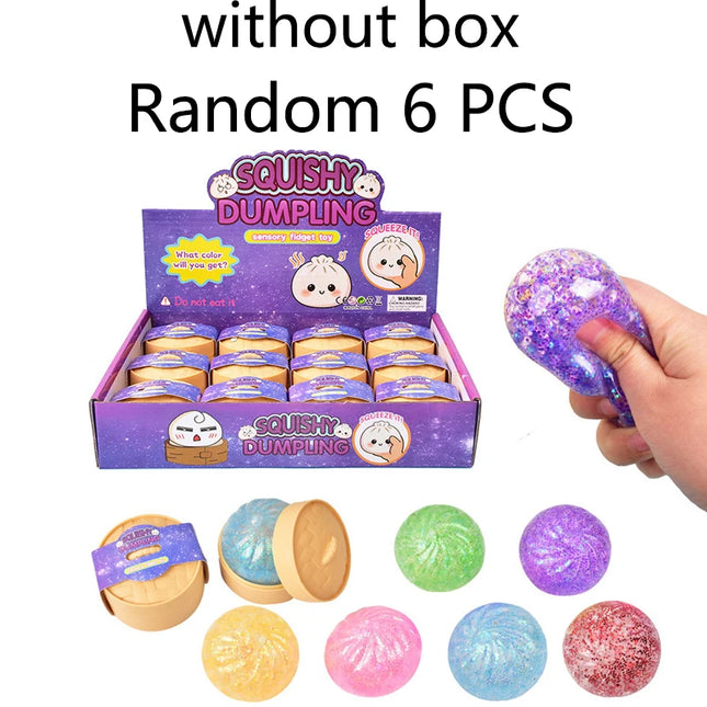 Hot 2026 Decompression toy glitter colored bun shaped venting ball, dumping bun squeezing decompression ball