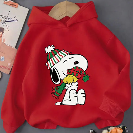 Childrens Peanuts Snoopy Hoodie Boys Girls Kawaii Cartoon Puppy Dog Graphic Hooded Sweatshirt Winter Leisure