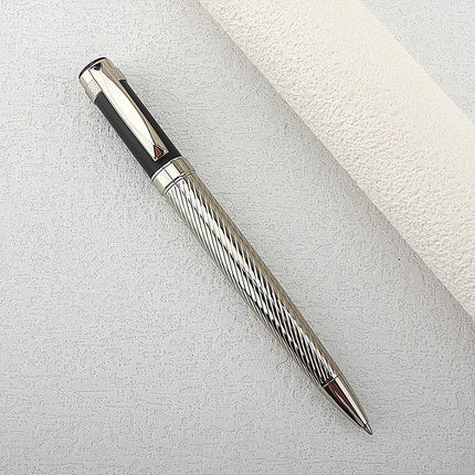 1pc Luxury Metal Round Ballpoint Pen | Retractable Stainless Steel Painted Ballpoint Pen, Elegant Signature Pen | Gift Choice