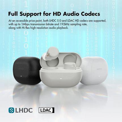 ROSESELSA  Ceramics Ultra TWS Earbuds, 99% ANC Earphones, Hi-Res LDAC\LHDC, IPX4, 40H Battery, 4 HD Mics, 54ms Gaming Dual Conne