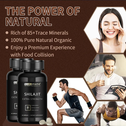 Shilajit Capsule 100% Pure Non-GMo Supports Reproductive Health Natural Energizer