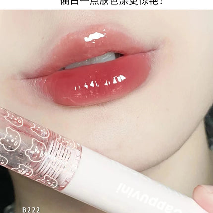 Cherry Pink Waterproof Mirror Finish Water Lip Gloss Nude Brown Clear Tint Glass Lip Oil Liquid Makeup for Luminous Look