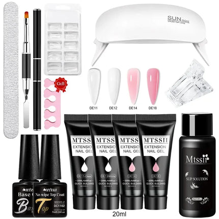 MTSSII 20m Extension Nail Gel Set Manicure Set Finger Quick Buliding Extension Gel Nail Polish Kit Soak Off UV Gel LED Nail Art