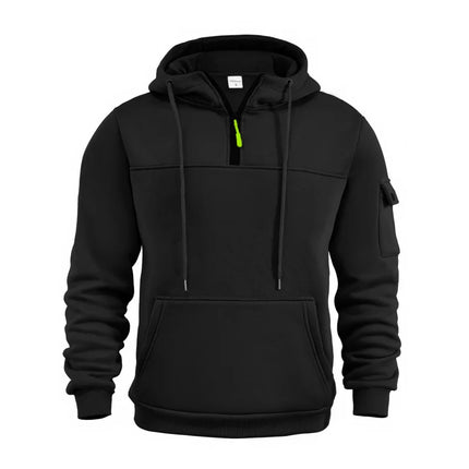 Half Zipper Men's Tactical Hoodies Solid Warm Fleece Military Sweatshirts Multi Pockets Male Hooded Jackets Thick Outdoor Polar