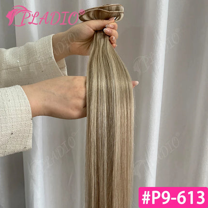 Butterfly Weft Hair Extensions Human Hair Remy Double Invisible Hand-Tied Look Silky Straight 100g Color 2 Add Volume