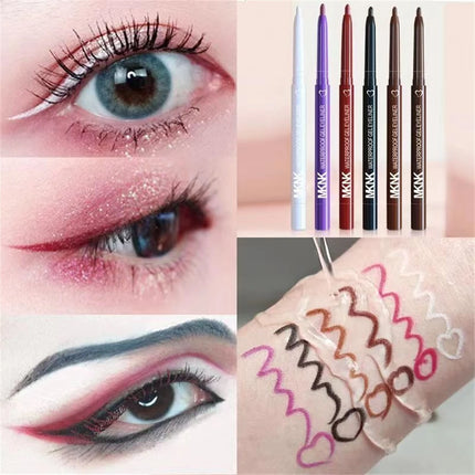 6 Colors Eyeliner Pencil Waterproof Long-lasting Red Black Brown Eyeliner Easy Wearing Quick Dry Smooth Eye Liner Gel Eye Makeup