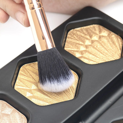 6-Color Bronzed Fine Glitter Highlighter Palette - Eyeshadow Brush Included Contour Highlighter Sculpts Facial Bones