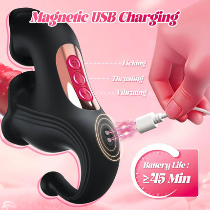 KUSHOR Powerful Thrusting Licking Vibrator G Spot Clitoris Stimulator Vibrating Vaginal Massager Adult Sex Toy for Women Couples