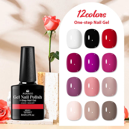 8ml 1-Step Nail Gel Polish No Need Base Gel & Top Coat Long-Lasting UV LED Soak Off Nail Art for DIY Manicure Salon Quality