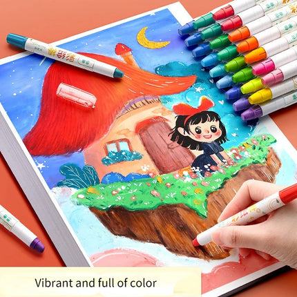 12/24/36/48 Color Children's Crayon Oil Painting Stick Portable Barrel Not Dirty Hands Safe Washable Colorful Stick Art Supplies