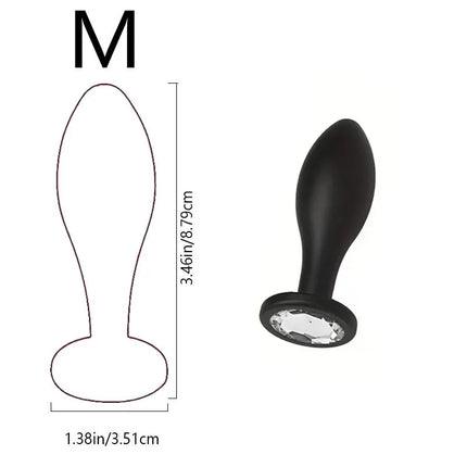 Soft Silicone Personal Wellness Kit 3 Sizes Anus plug , Ergonomic Shape, Sparkling Gem Base sex toy