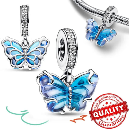 Original Charms 925 Sterling Silver Butterfly Pendant Dragonfly Flowers Bead For Women Necklace DIY Bracelet Fine Jewelry Gift