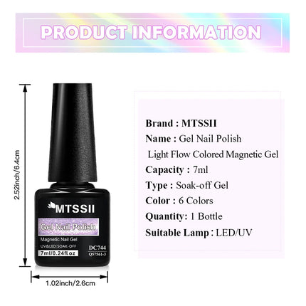 7ml Light Flow Colored Magnetic Gel Nail Polish Shiny Effect Semi Permanent Soak Off UV LED Gel Varnish Nail Art Nail Supplies